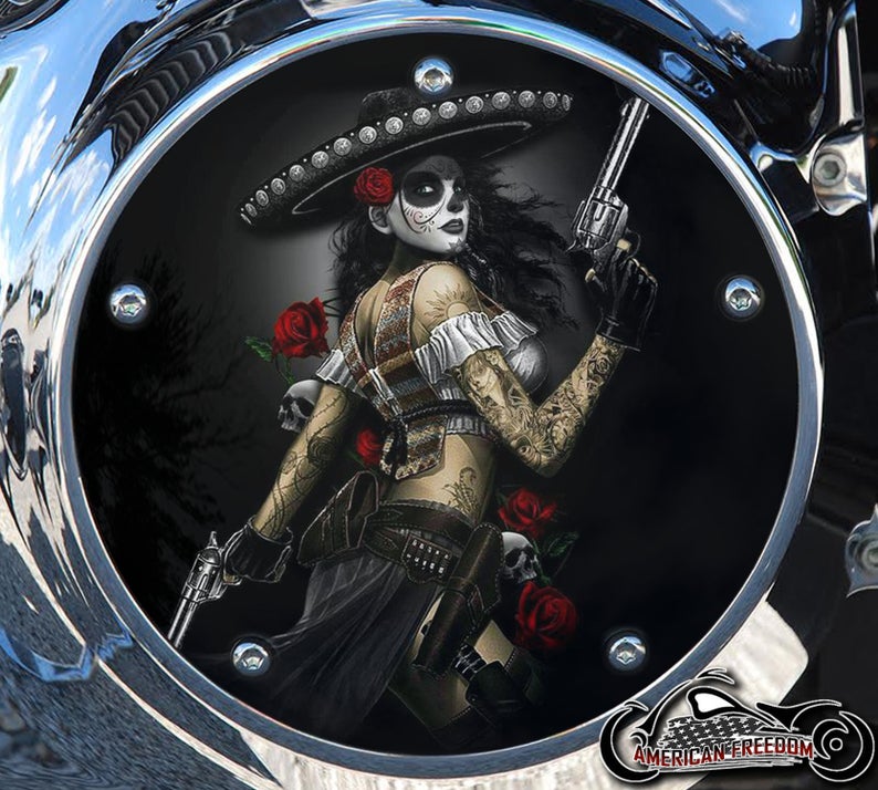 Custom Derby Cover - Day Of The Dead Bandita